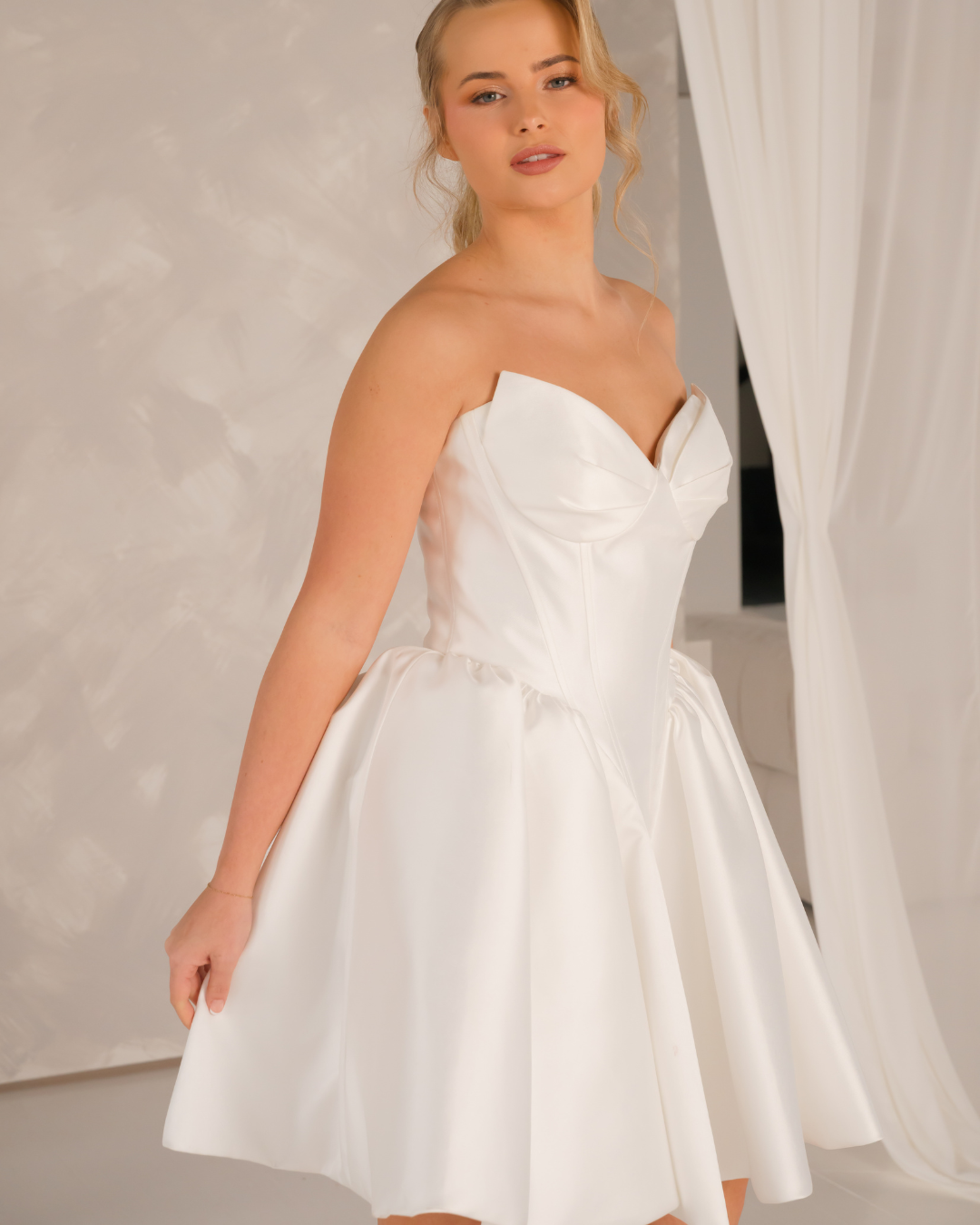 JOSIE - Structured Drop Waist Bridal Reception Dress (Made to Order)