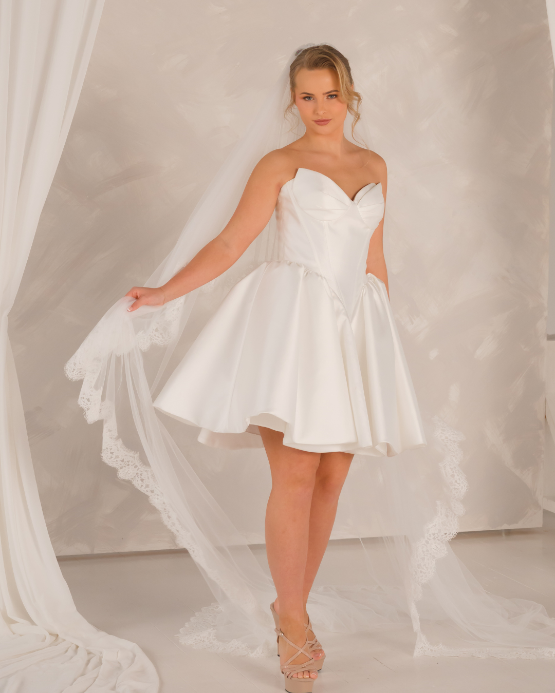 JOSIE - Structured Drop Waist Bridal Reception Dress (Made to Order)