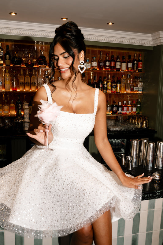 (Lucy B) Daphne Embellished Bridal Mini Dress - CUSTOM/RUSH ORDER US8