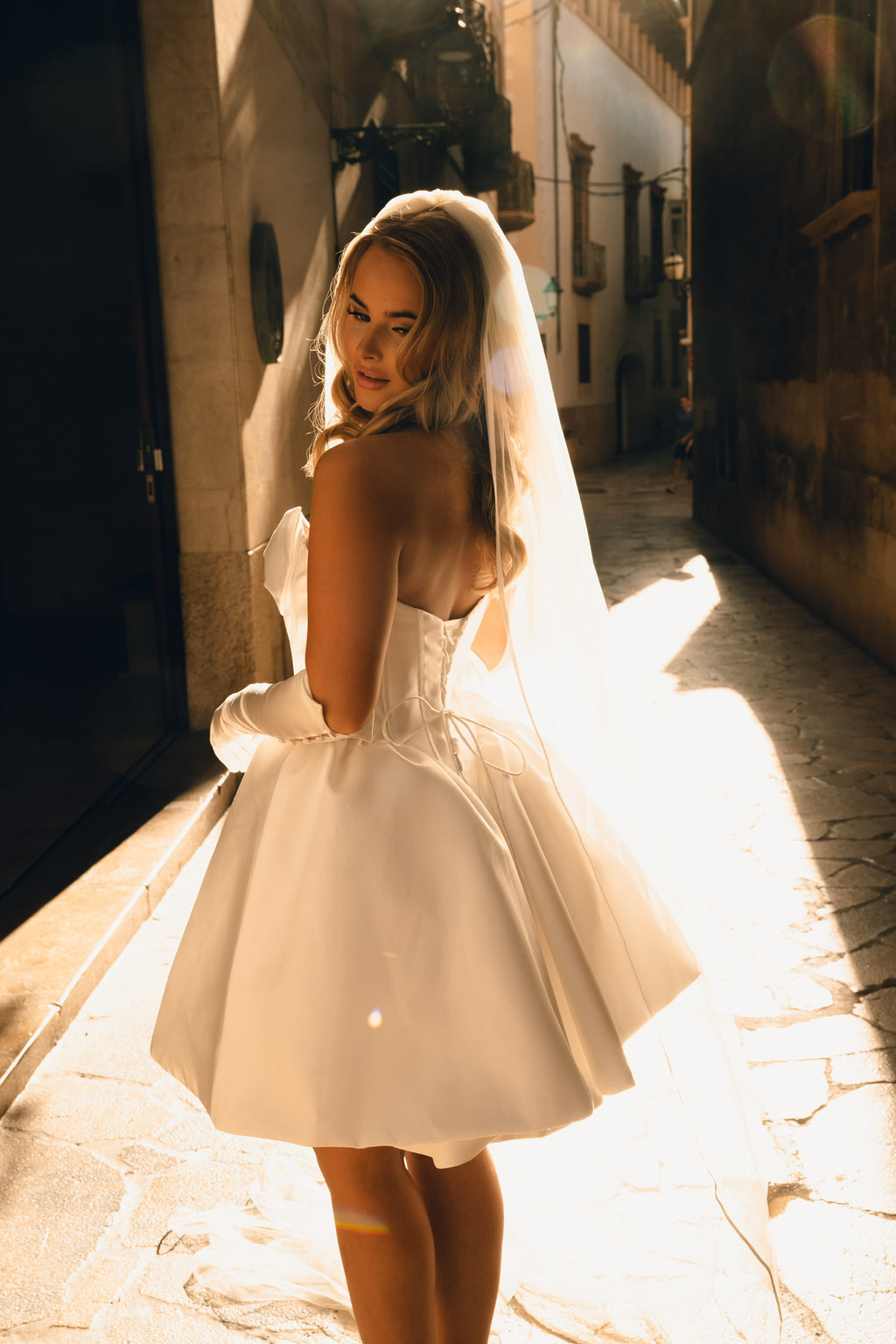 JOSIE - Structured Drop Waist Bridal Reception Dress (Made to Order)