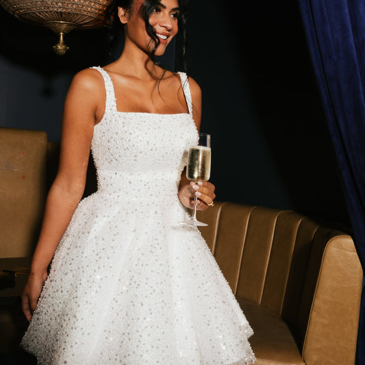 (Lucy B) Daphne Embellished Bridal Mini Dress - CUSTOM/RUSH ORDER US8